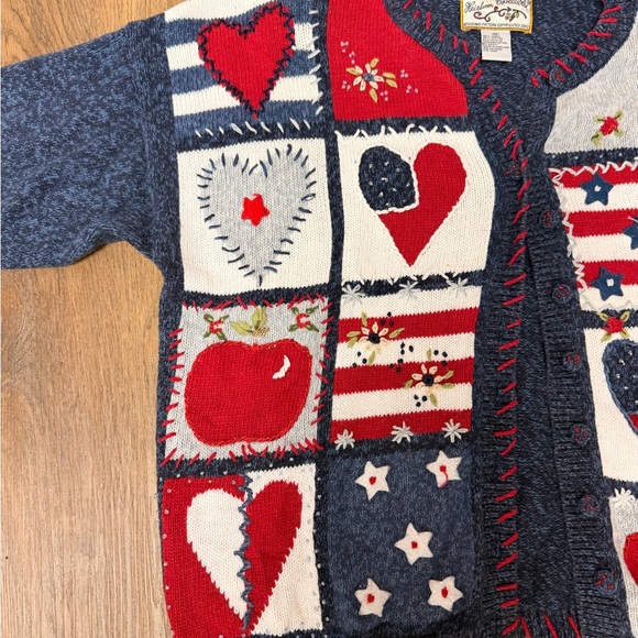 Vintage Heirloom Collectibles CottageCore Beaded Knit Sweater Cardigan Womans XL - Picture 2 of 5